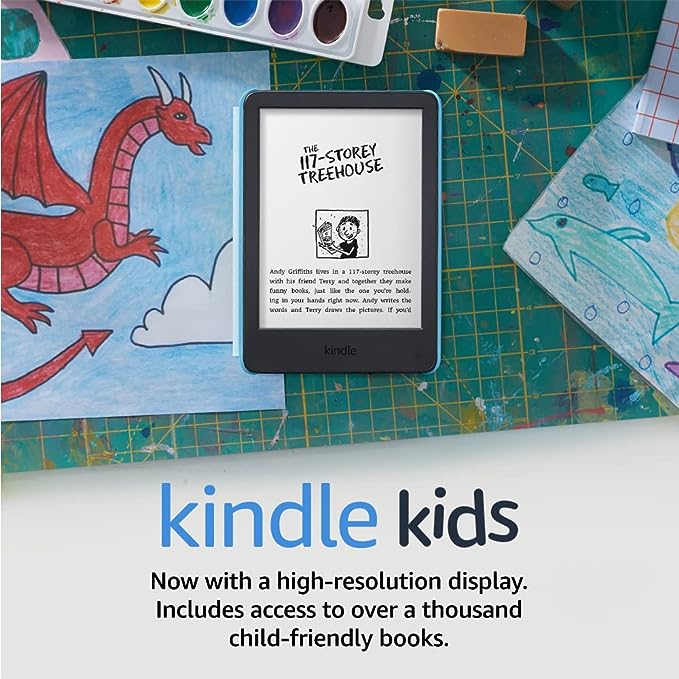 Image of a mother guiding her daughter using amazon kindle kids to read stories and have fun time together.